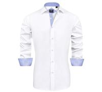 J.VER White Shirt Men Non Iron Long Sleeve Smart Casual Dress Formal Stretch Regular Fit Button Down Shirt for Work Wedding 2XL