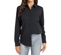 J.VER Women's Blouses & Shirts Long Sleeve Button Down Shirt Regual Fit Formal Business Work Office Casual Wrinkle Free Ladies Tops Black M