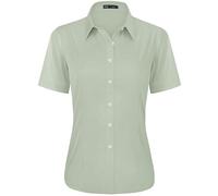 J.VER Womens Button Down Shirts Stretch Wrinkle Free Formal Short Sleeve Dress Shirt Summer Work Blouses Business Casual Tops, Sage Green, L