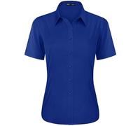 J.VER Womens Button Down Shirts Stretch Wrinkle Free Formal Short Sleeve Dress Shirt Summer Work Blouses Business Casual Tops, Royal Blue, M