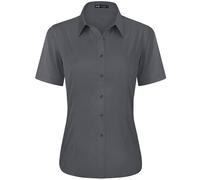 J.VER Womens Button Down Shirts Stretch Wrinkle Free Formal Short Sleeve Dress Shirt Summer Work Blouses Business Casual Tops, Dark Grey, M