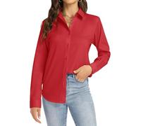 J.VER Women's Shirt Non Iron Red Long Sleeve Stretch Executive Regular Fit Formal Work Wear XS