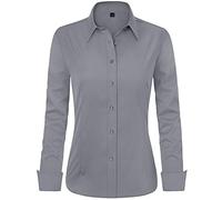 J.VER Womens Shirts Long Sleeve Grey Stretch Fitted Dress Shirt Business Casual Work Office Tops Fashion Ladies Blouses Shirts M