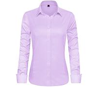 J.VER Womens Shirts Long Sleeve Light Purple Fitted Stretch Dress Shirt Business Work Office Casual Ladies Blouses Shirts M