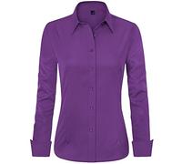 J.VER Womens Shirts Long Sleeve Purple Fitted Stretch Dress Shirt Business Work Office Casual Ladies Blouses Shirts M