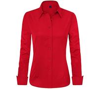 J.VER Womens Shirts Long Sleeve Red Fitted Stretch Dress Shirt Business Casual Work Office Ladies Blouses Shirts M