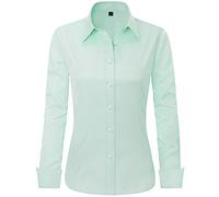 J.VER Womens Shirts Long Sleeve Stretch Fitted Dress Shirt Green Business Casual Work Office Ladies Blouses Shirts M