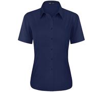 J.VER Womens Shirts Short Sleeve Navy Blue Summer Fitted Stretch Business Casual Button Down Shirt Formal Dress Work Ladies Tops Blouses XS