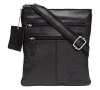 J. Wilson London 100% Pure Genuine Real Nappa Leather Handmade Mens Leather Everyday Crossover Shoulder Work Messenger Bag (Black_)