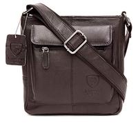 J. Wilson London 100% Pure Genuine Real Nappa Leather Handmade Mens Leather Flapover Everyday Crossover Shoulder Work iPad Messenger Bag (Brown)