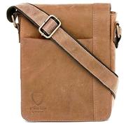 J. Wilson London 100% Pure Genuine Real Vintage Hunter Leather Handmade Mens Leather Flapover Everyday Cross Body Shoulder Work Messenger Bag (Distress Oiled Tan)