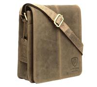J. Wilson London 100% Pure Genuine Real Vintage Hunter Leather Handmade Mens Leather Flapover Everyday Crossover Shoulder Work Tablet Messenger Bag (Rustic Brown)