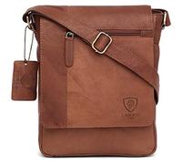 J. Wilson London 100% Pure Genuine Real Vintage Hunter Leather Handmade Mens Leather Flapover Everyday Cross-Body Shoulder Work Messenger Bag (Vintage Tan)