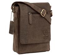 J. Wilson London 100% Pure Genuine Real Vintage Hunter Leather Handmade Mens Leather Flapover Everyday Cross-Body Shoulder Work Messenger Bag (Distressed Brown)