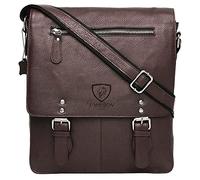 J. Wilson London 100% Pure Genuine Real Vintage Hunter Leather Handmade Mens Women Leather Flapover Everyday Crossover Shoulder Work iPad Messenger Bag (Brown)