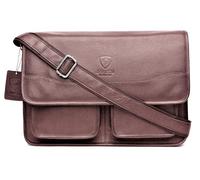 J. Wilson London - 13.5" Laptop Designer Genuine Real Nappa Handmade Unisex Crossover Flapover Everyday Crossover Work iPad Shoulder Messenger Bag (Brown)
