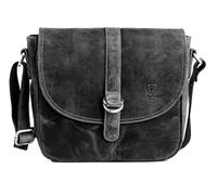 J. Wilson London - Designer 100% Pure Genuine Real Distressed Vintage Hunter Leather Handmade Unisex Crossover Shoulder Messenger Briefcase Bag (Distressed Black)