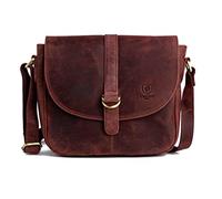 J. Wilson London - Designer 100% Pure Genuine Real Distressed Vintage Hunter Leather Handmade Unisex Crossover Shoulder Messenger Briefcase Bag (Distressed Maroon)