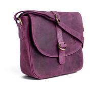 J. Wilson London - Designer 100% Pure Genuine Real Distressed Vintage Hunter Leather Handmade Unisex Crossover Shoulder Messenger Briefcase Bag (Distressed Pink)