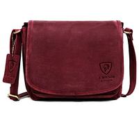 J. Wilson London - Designer Genuine Real Distressed Retro Vintage Hunter Leather Handmade Women Ladies Unisex Flapover Travel Satchel Everyday Crossover Shoulder Bag (Distressed Maroon)