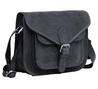 J. Wilson London Designer Genuine Real Distressed Vintage Leather Handmade Women Crossover Shoulder Messenger Bag Handbag (Distressed Black)