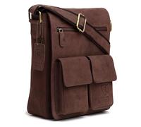 J. Wilson London - Genuine Real Distressed Vintage Hunter Leather Laptop Unisex Crossover Shoulder Messenger Briefcase Bag