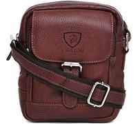 J. Wilson London - Genuine Real Veg Tan VT Handmade Unisex Crossover Flapover Everyday Crossover Work Tote Shoulder Messenger Bag (Brown)