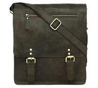 J. Wilson London Genuine Real Vintage Hunter Leather Handmade Mens Women Flapover Everyday Crossover Shoulder Work iPad Messenger Bag