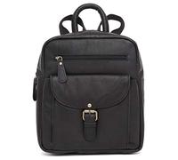 J. Wilson London Ladies Backpack Leather Backpack For Women Girls Schoolbag Casual Daypack School Bag Satchel (Vintage Black)