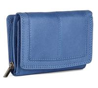 J. Wilson London Ladies Designer RFID Safe Protection Luxury Quality Soft Nappa Leather Purse Multi Credit Card Women Clutch Wallet with Zip Pocket (Blue)