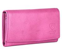 J. Wilson London Ladies Designer RFID Safe Protection Luxury Quality Soft Nappa Leather Purse Multi Credit Card Women Clutch Wallet with Zip Pocket (Pink)