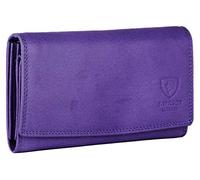 J. Wilson London Ladies Designer RFID Safe Protection Luxury Quality Soft Nappa Leather Purse Multi Credit Card Women Clutch Wallet with Zip Pocket (Purple)