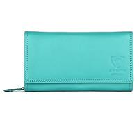 J. Wilson London Ladies RFID Protection Real Leather Purse Card Women Wallet Zip Coin Pocket (Turquoise)