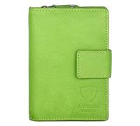J. Wilson London Ladies RFID Safe Designer Leather Purse Card Women Wallet Zip Pocket Boxed (Lime Green)