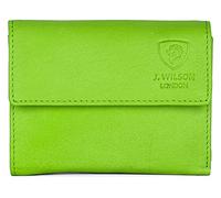 J. Wilson London Ladies RFID Safe Designer Leather Purse Card Women Wallet Zip Pocket Boxed (Lime Green)
