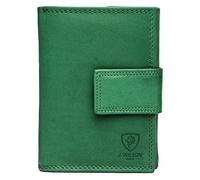 J. Wilson London Ladies RFID Safe Designer Soft Leather Purse Card Women Clutch Wallet with Zip Pocket Gift Boxed (Green)