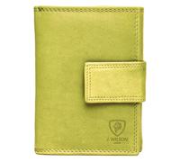 J. Wilson London Ladies RFID Safe Designer Soft Leather Purse Card Women Clutch Wallet with Zip Pocket Gift Boxed (Lime Green)