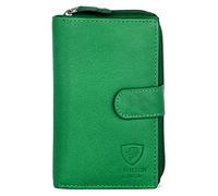 J. Wilson London Ladies RFID Safe Designer Soft Leather Purse Card Women Clutch Wallet with Zip Pocket Gift Boxed (Green)