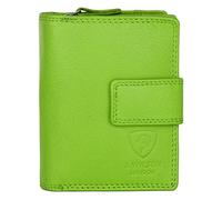 J. Wilson London Ladies RFID Safe Designer Soft Leather Purse Card Women Clutch Wallet with Zip Pocket Gift Boxed (Lime Green)