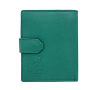 J. Wilson London Ladies RFID Safe Designer Soft LeatherCOMPACT Left Hand Purse Card Women Clutch Wallet with Zip Pocket Gift Boxed (Teal)