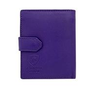 J. Wilson London Ladies RFID Safe Designer Soft LeatherCOMPACT Left Hand Purse Card Women Clutch Wallet with Zip Pocket Gift Boxed (Purple)