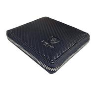 J. Wilson London Mens Designer Zip Around Genuine Soft Real Leather Wallet Credit Card Holder Purse (Dark Blue/Black)