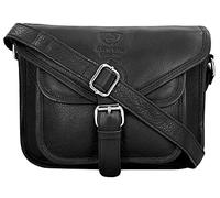 J. Wilson London Messenger Bag Women Leather Flapover 5 Litres (Black)