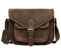 J. Wilson London Messenger Bag Women Leather Flapover 5 Litres (Distressed Dark Brown)