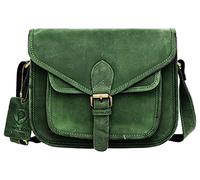 J. Wilson London Messenger Bag Women Leather Flapover 5 Litres (Rustic Green)