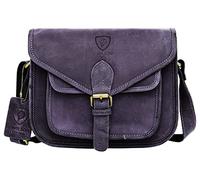 J. Wilson London Messenger Bag Women Leather Flapover 5 Litres (Rustic Purple)