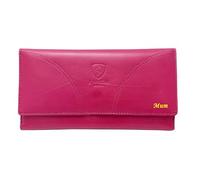 J. Wilson London Personalised Black Engraved Genuine Real Soft Leather Women Ladies Wallet with Coin Pocket Pouch Gift (Pink - Style 2)
