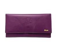 J. Wilson London Personalised Black Engraved Genuine Real Soft Leather Women Ladies Wallet with Coin Pocket Pouch Gift (Purple - Style 2)