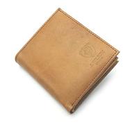 J. Wilson London RFID Blocking Protection Genuine Leather Mens Wallet with Zip Coin Pocket Gift Boxed (Distressed Tan)