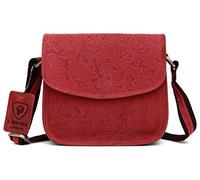 J. Wilson London Satchel Bag Women Leather Crossover 2 Litres (Distressed Red)